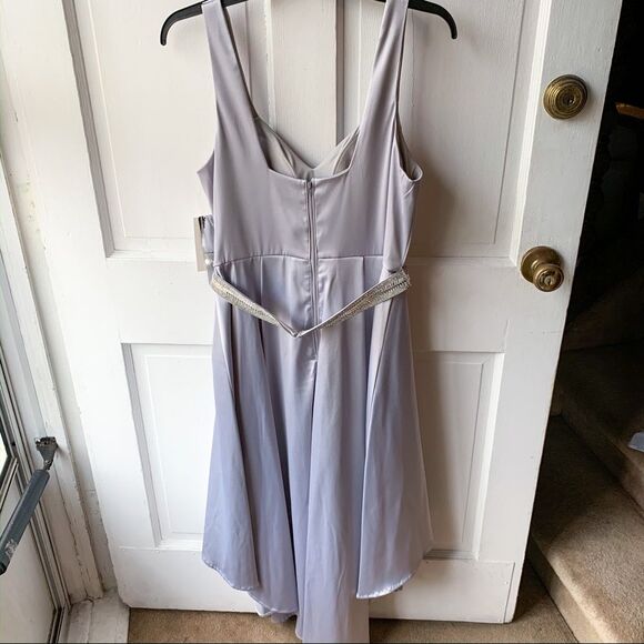 Sequin Hearts Nordstrom Silver High Low Belted Formal Dress, Size 9 NWT - Picture 7 of 8